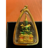 Thaiföldről, különleges Emerald Buddha (Smaragd Buddha) medal 14 K arany keretben