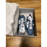 Tisza Compakt kék-fehér bőr cipő 41,5-es ÚJ